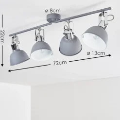 Plafonnier Dompierre Gris, Blanc, 4 Lumieres