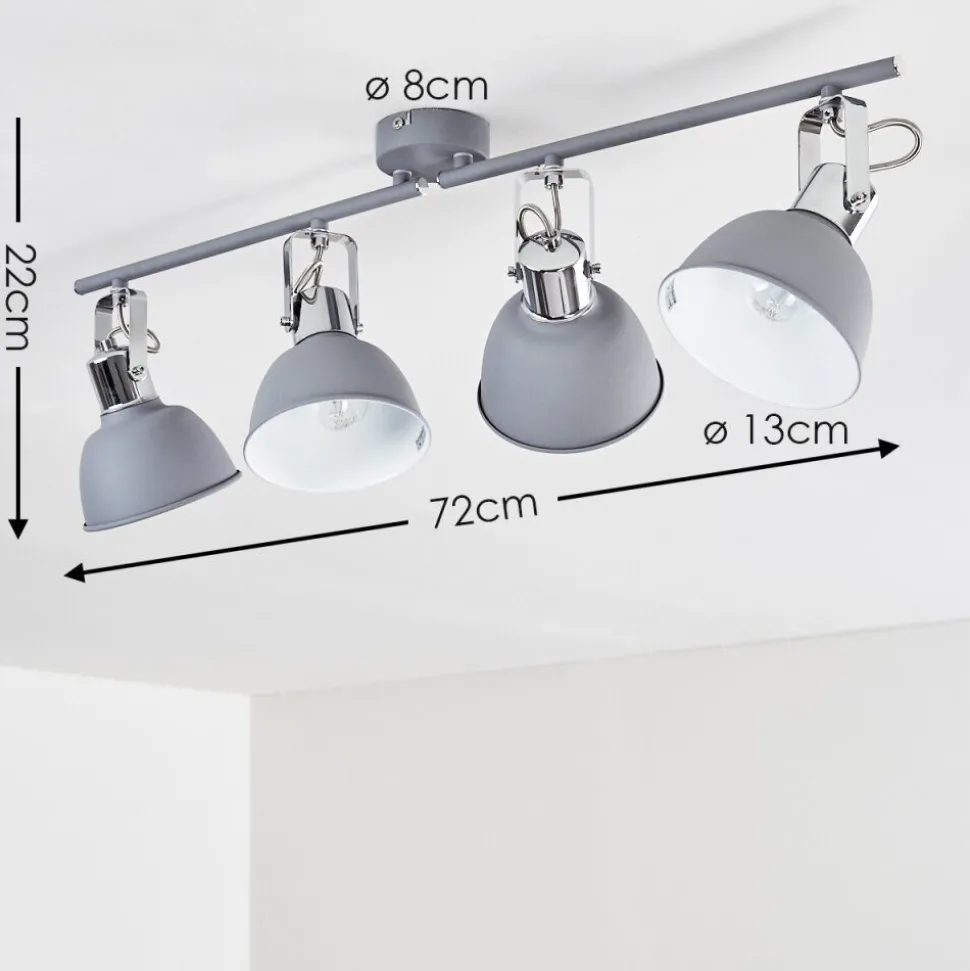 Plafonnier Dompierre Gris, Blanc, 4 Lumieres