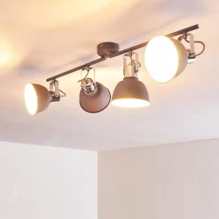 Plafonnier Dompierre Gris, Blanc, 4 Lumieres