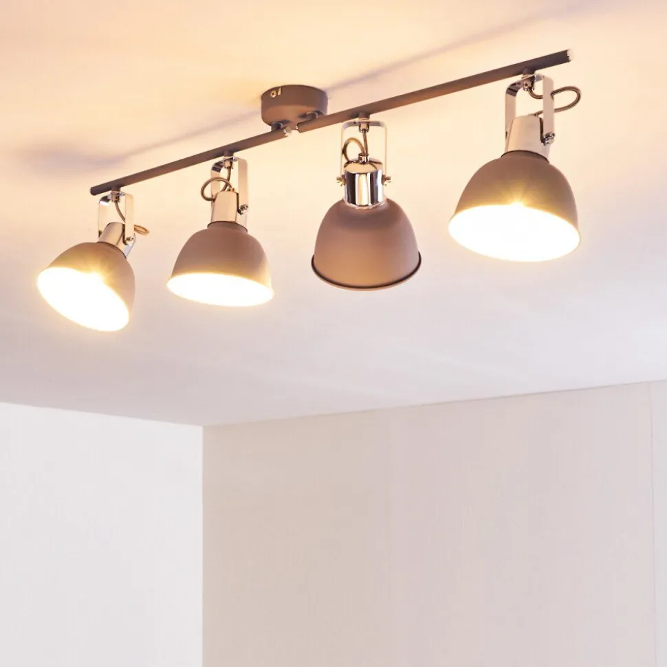 Plafonnier Dompierre Gris, Blanc, 4 Lumieres