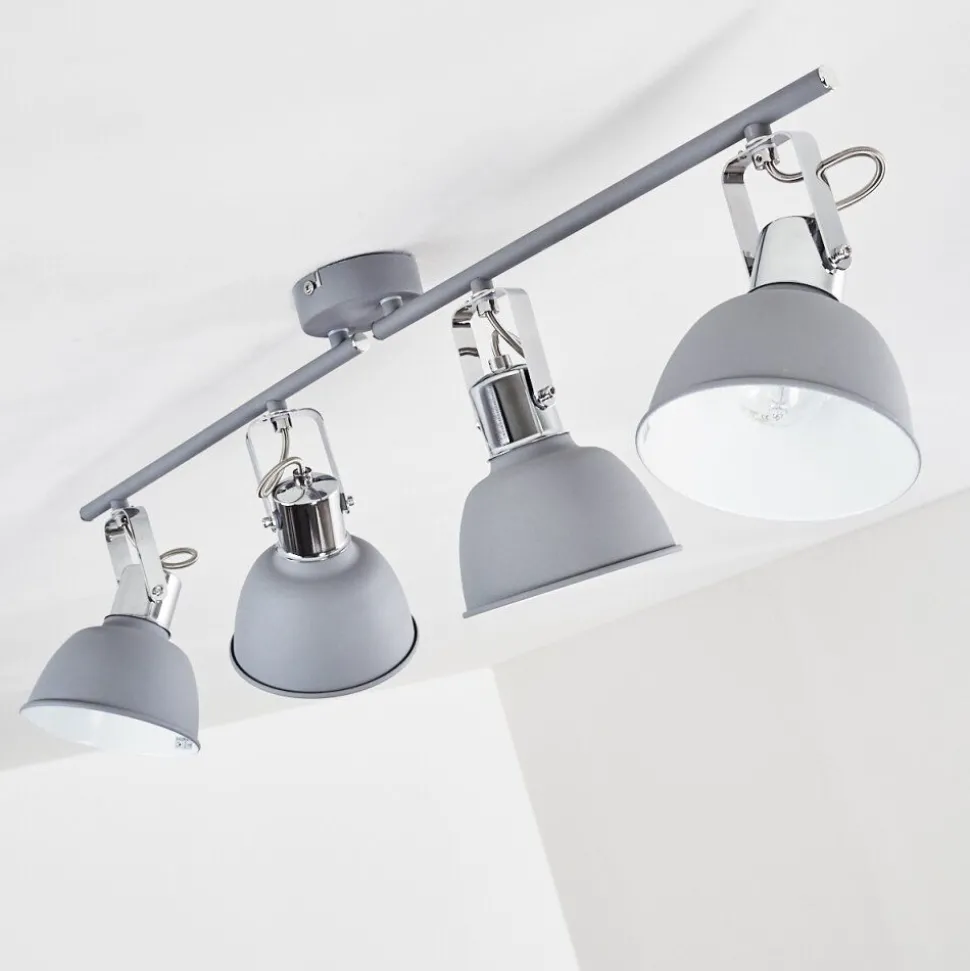 Plafonnier Dompierre Gris, Blanc, 4 Lumieres