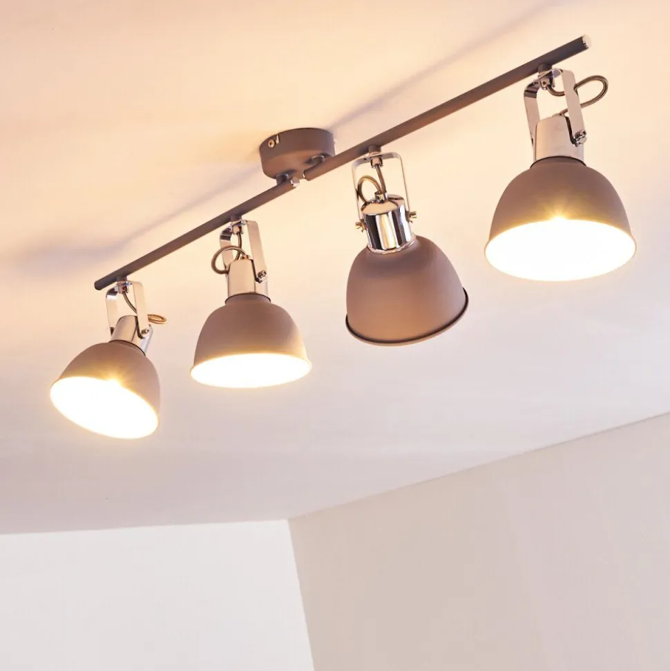 Plafonnier Dompierre Gris, Blanc, 4 Lumieres