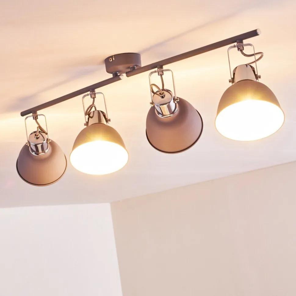 Plafonnier Dompierre Gris, Blanc, 4 Lumieres