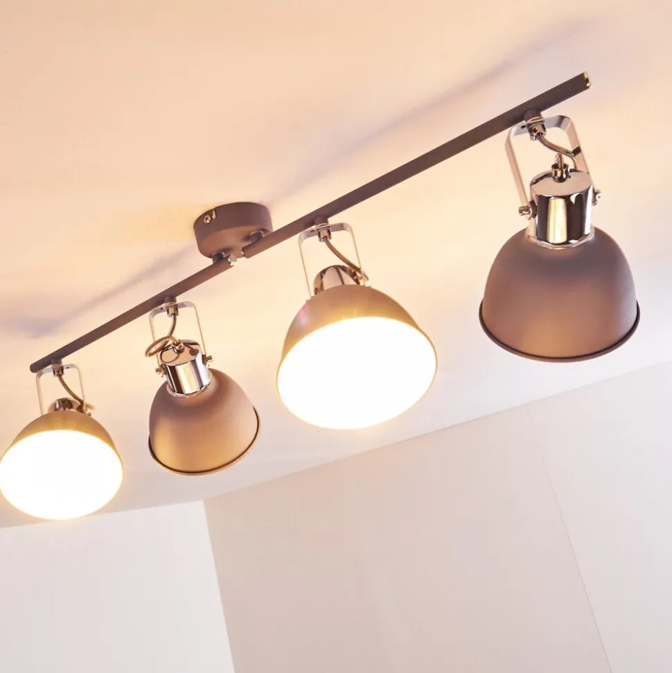 Plafonnier Dompierre Gris, Blanc, 4 Lumieres