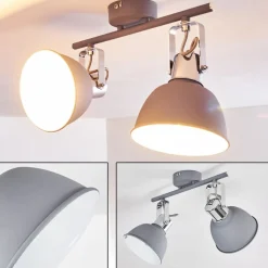 Plafonnier Dompierre Gris, Blanc, 2 Lumieres