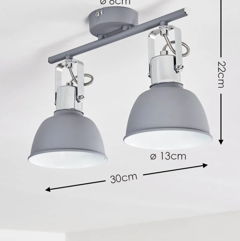 Plafonnier Dompierre Gris, Blanc, 2 Lumieres