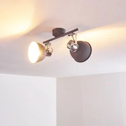 Plafonnier Dompierre Gris, Blanc, 2 Lumieres
