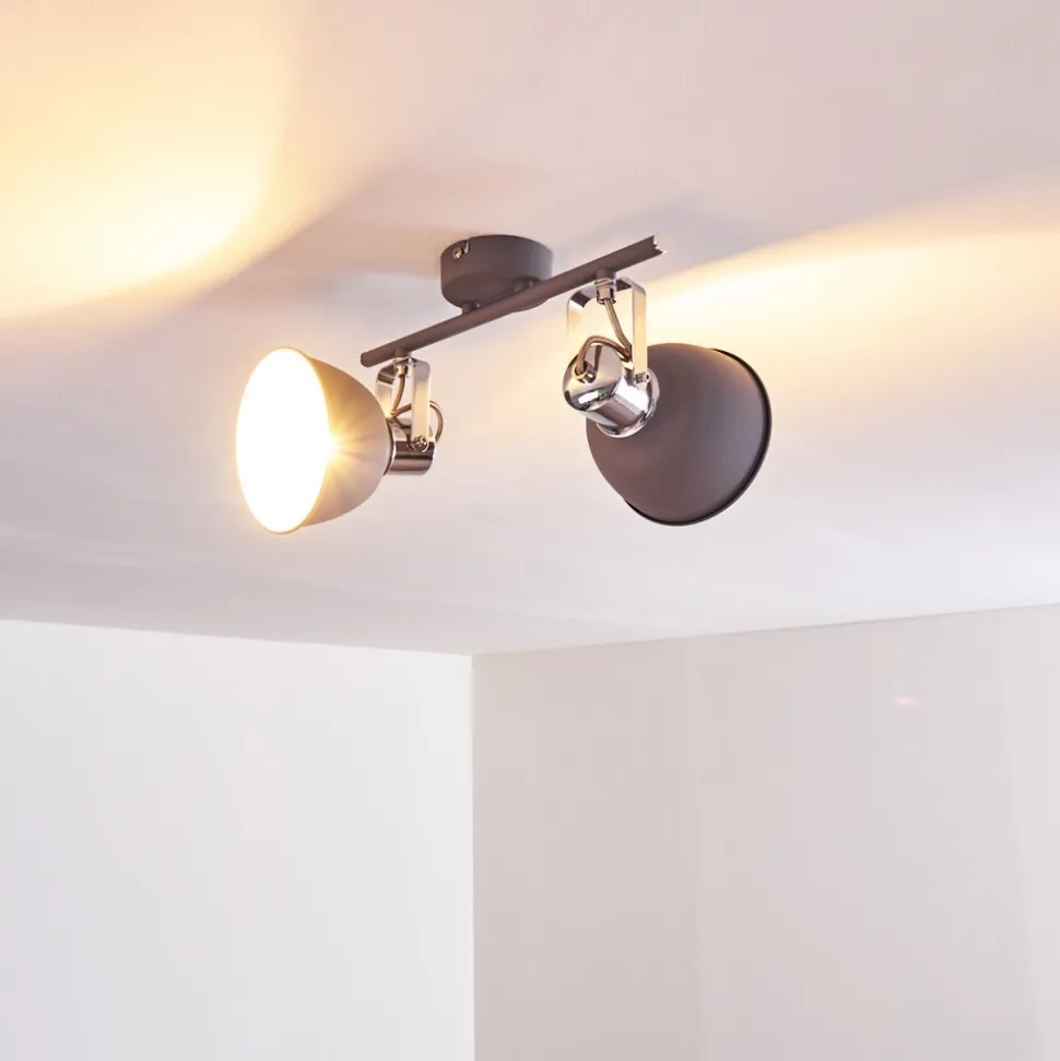 Plafonnier Dompierre Gris, Blanc, 2 Lumieres