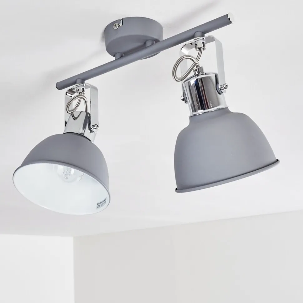 Plafonnier Dompierre Gris, Blanc, 2 Lumieres