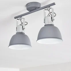 Plafonnier Dompierre Gris, Blanc, 2 Lumieres