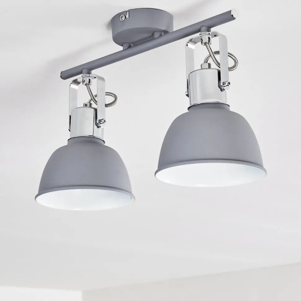 Plafonnier Dompierre Gris, Blanc, 2 Lumieres