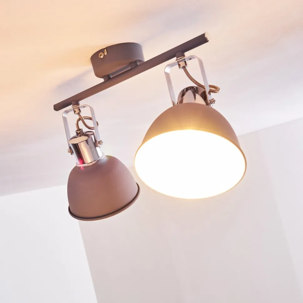 Plafonnier Dompierre Gris, Blanc, 2 Lumieres
