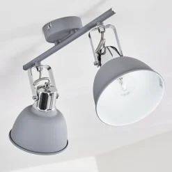 Plafonnier Dompierre Gris, Blanc, 2 Lumieres