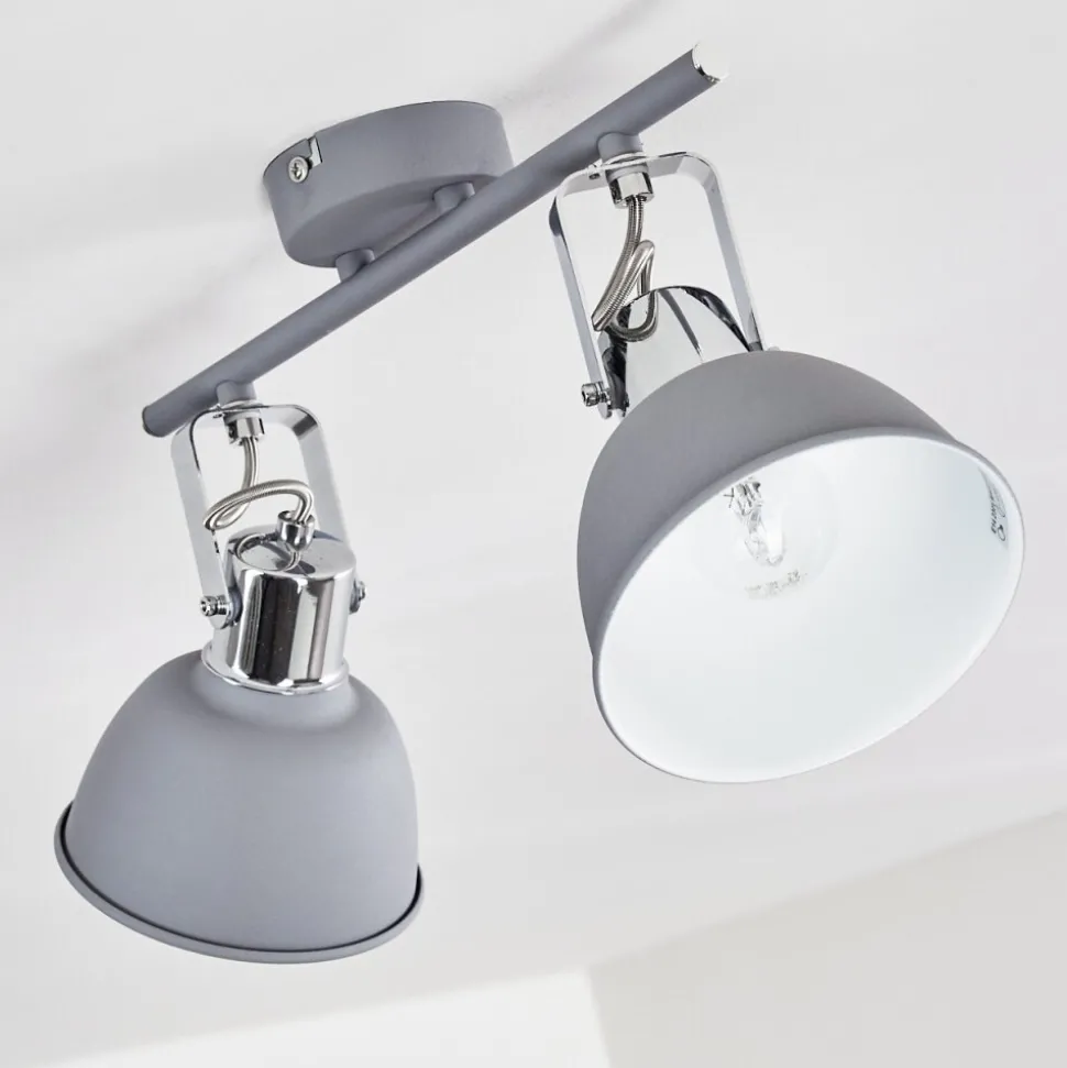 Plafonnier Dompierre Gris, Blanc, 2 Lumieres