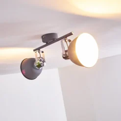 Plafonnier Dompierre Gris, Blanc, 2 Lumieres