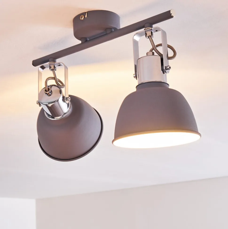 Plafonnier Dompierre Gris, Blanc, 2 Lumieres