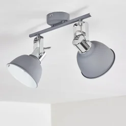 Plafonnier Dompierre Gris, Blanc, 2 Lumieres