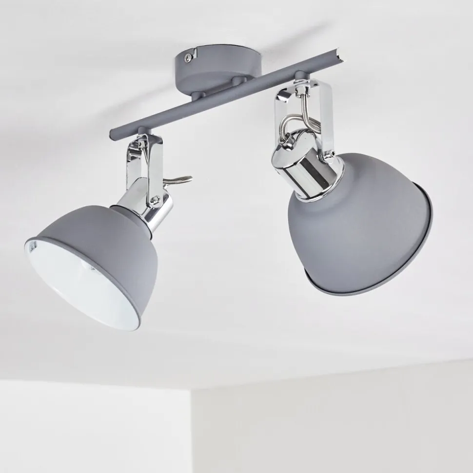 Plafonnier Dompierre Gris, Blanc, 2 Lumieres
