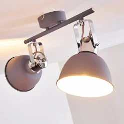 Plafonnier Dompierre Gris, Blanc, 2 Lumieres