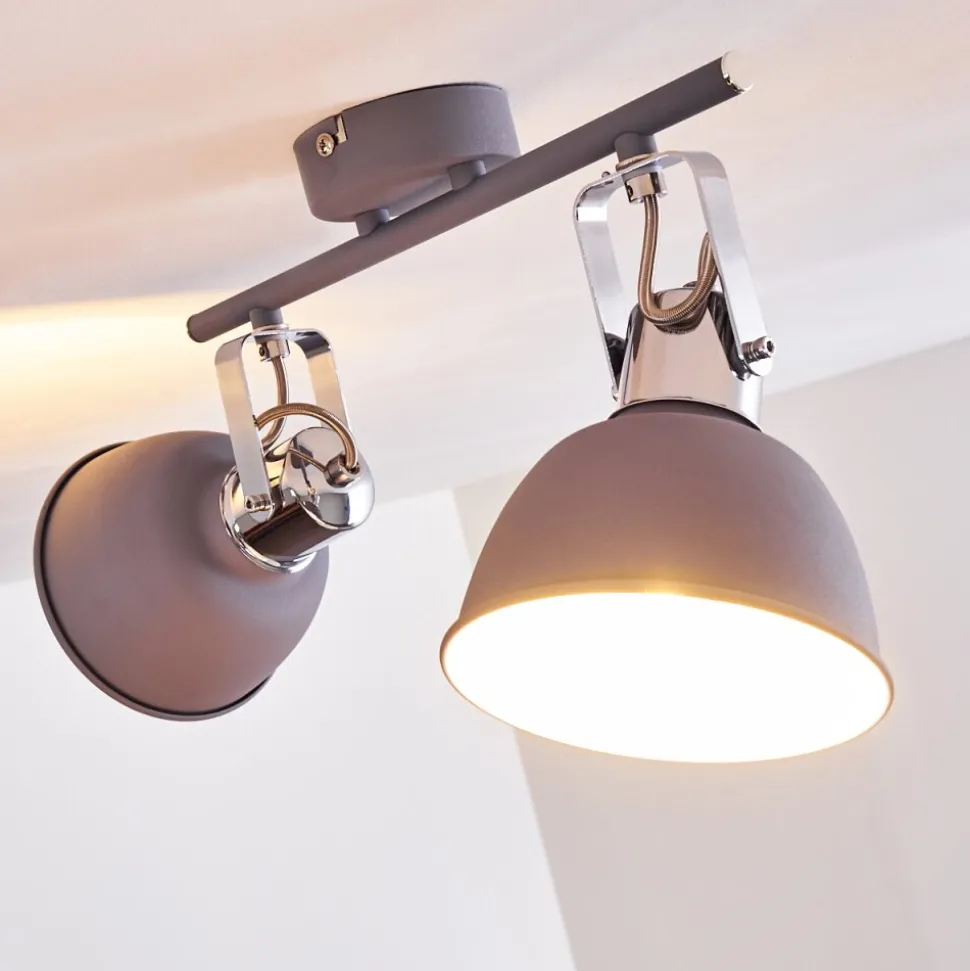 Plafonnier Dompierre Gris, Blanc, 2 Lumieres