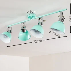 Plafonnier Dompierre Vert, Blanc, 4 Lumieres
