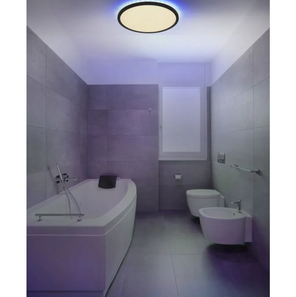 Plafonnier Exterieur Globo Sapana Led Noir, 1 Lumiere, Telecommandes, Changeur De Couleurs