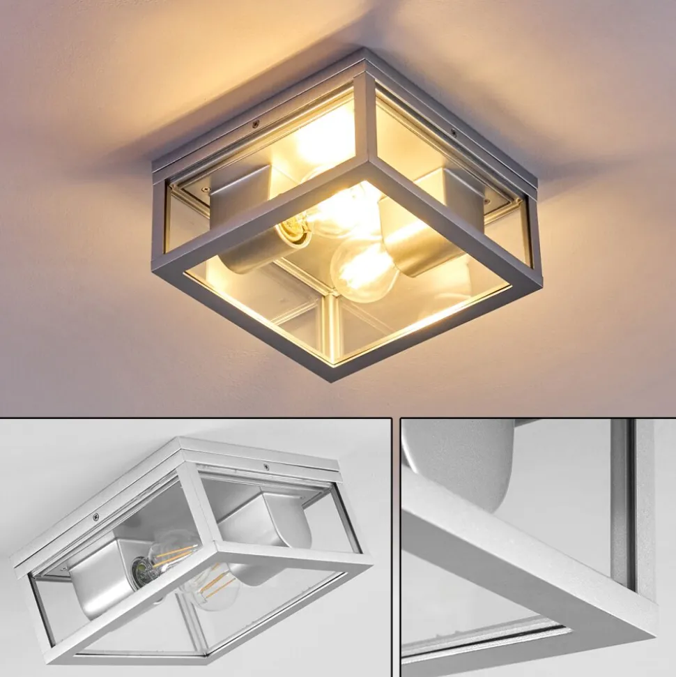 Plafonnier Exterieur Kiwalik Argente, 2 Lumieres