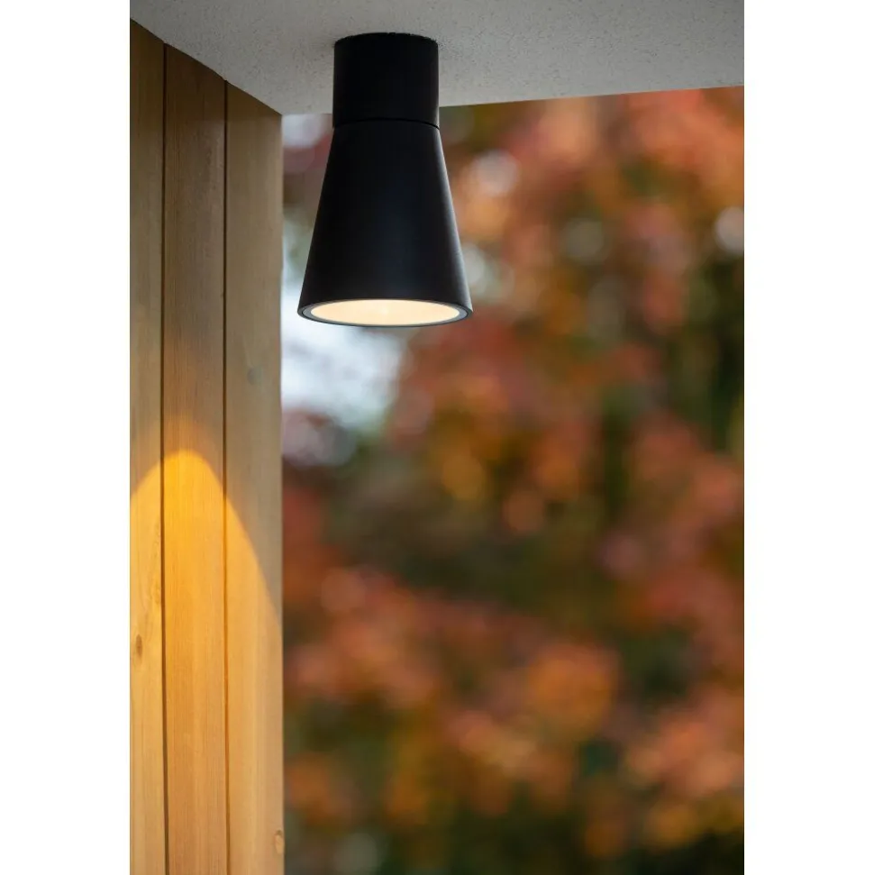 Plafonnier Exterieur Lucide Derby Led Noir, 1 Lumiere