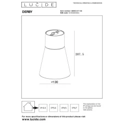 Plafonnier Exterieur Lucide Derby Led Noir, 1 Lumiere