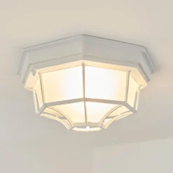 Plafonnier Exterieuribacache Blanc, 1 Lumiere