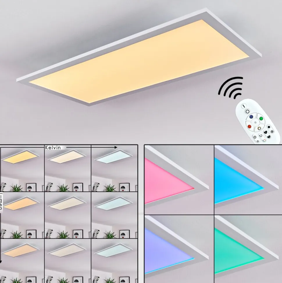 Plafonnier Gallitos Led Blanc, 1 Lumiere, Telecommandes, Changeur De Couleurs