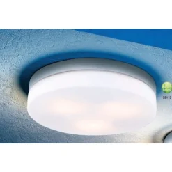 Plafonnier Globo Vranos Acier Inoxydable, Argente, Blanc, 3 Lumieres