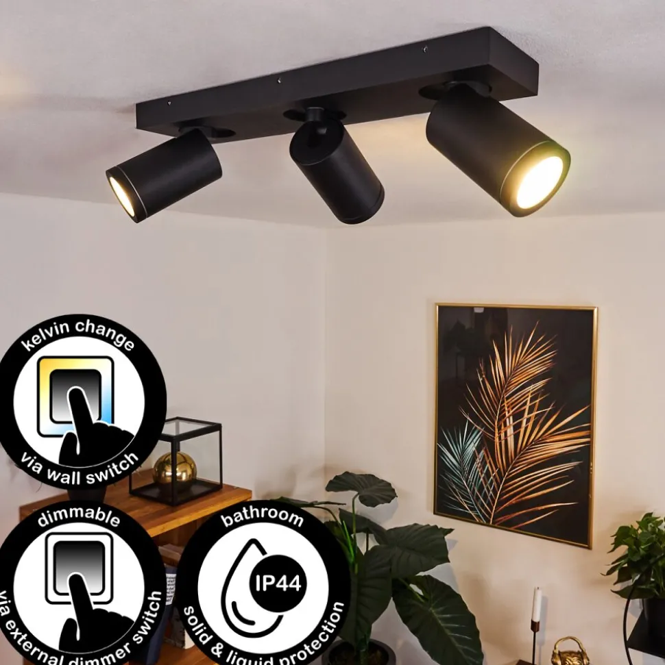 Plafonnier Hakamken Noir, 3 Lumieres