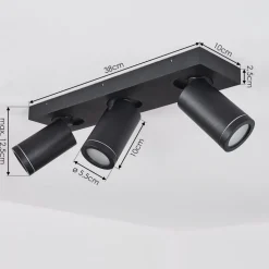 Plafonnier Hakamken Noir, 3 Lumieres