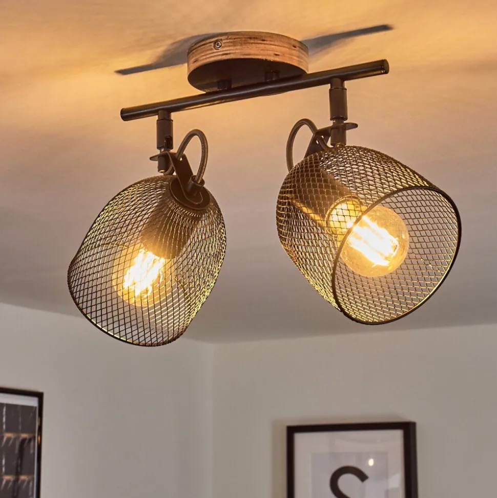 Plafonnier Hakvaag Bois Fonce, Noir, 2 Lumieres