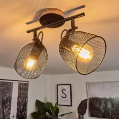 Plafonnier Hakvaag Bois Fonce, Noir, 2 Lumieres