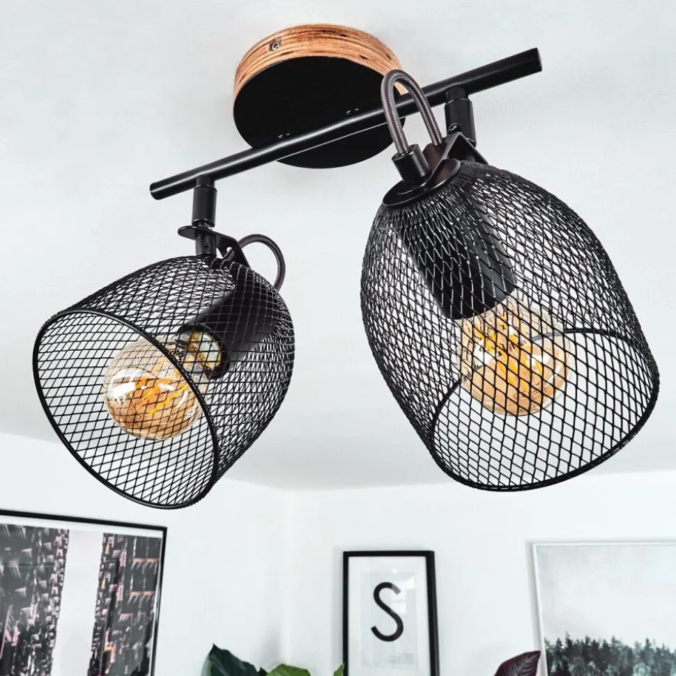 Plafonnier Hakvaag Bois Fonce, Noir, 2 Lumieres