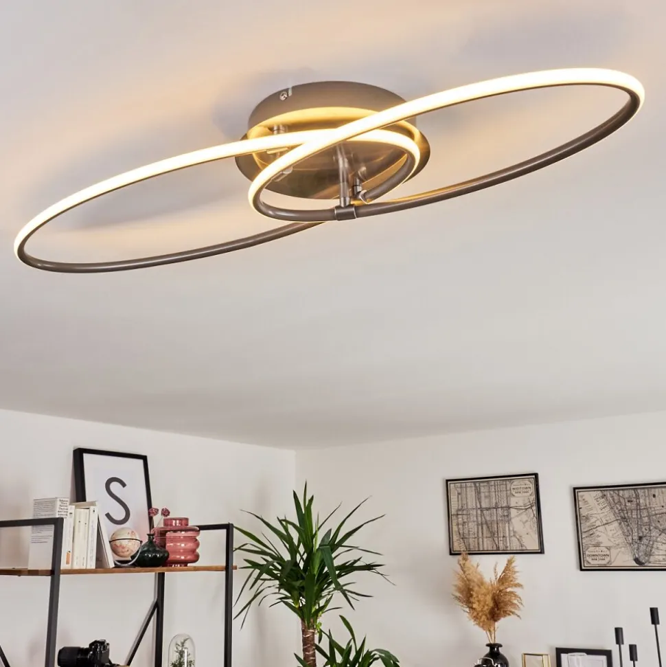 Plafonnier Harpeth Led Nickel Mat, 1 Lumiere