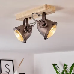 Plafonnier Herford Bois Clair, 2 Lumieres