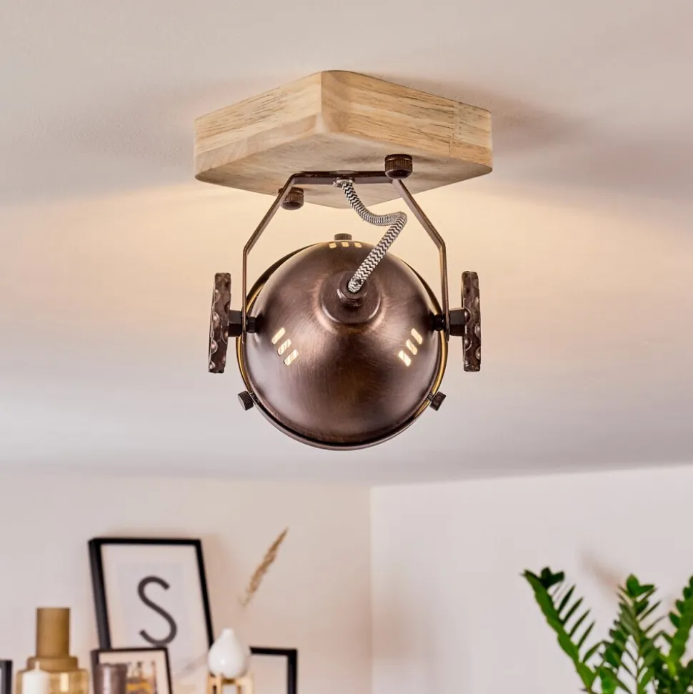 Plafonnier Herford Bois Fonce, Cuivre, 1 Lumiere
