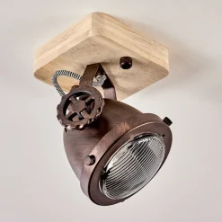 Plafonnier Herford Bois Fonce, Cuivre, 1 Lumiere