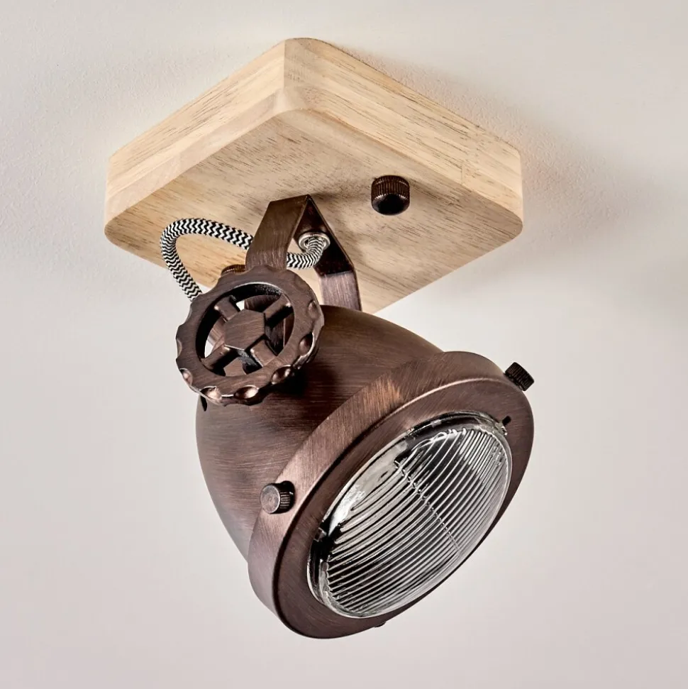 Plafonnier Herford Bois Fonce, Cuivre, 1 Lumiere