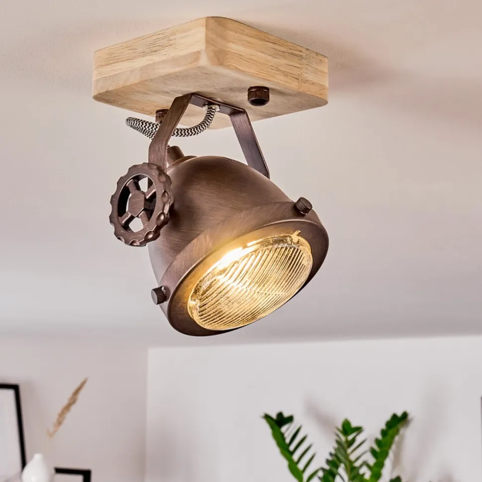 Plafonnier Herford Bois Fonce, Cuivre, 1 Lumiere