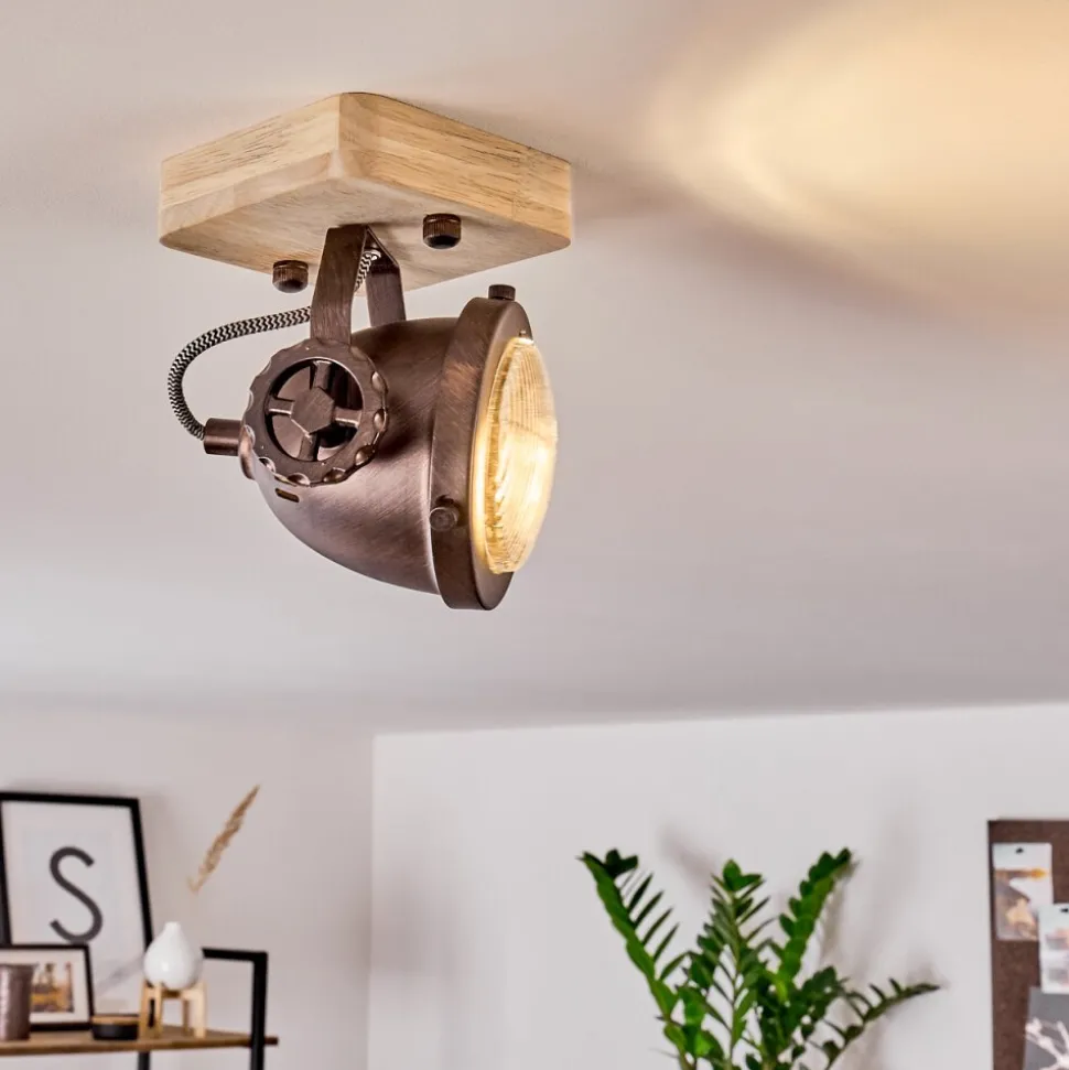 Plafonnier Herford Bois Fonce, Cuivre, 1 Lumiere