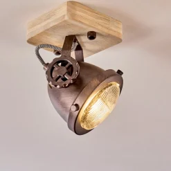 Plafonnier Herford Bois Fonce, Cuivre, 1 Lumiere