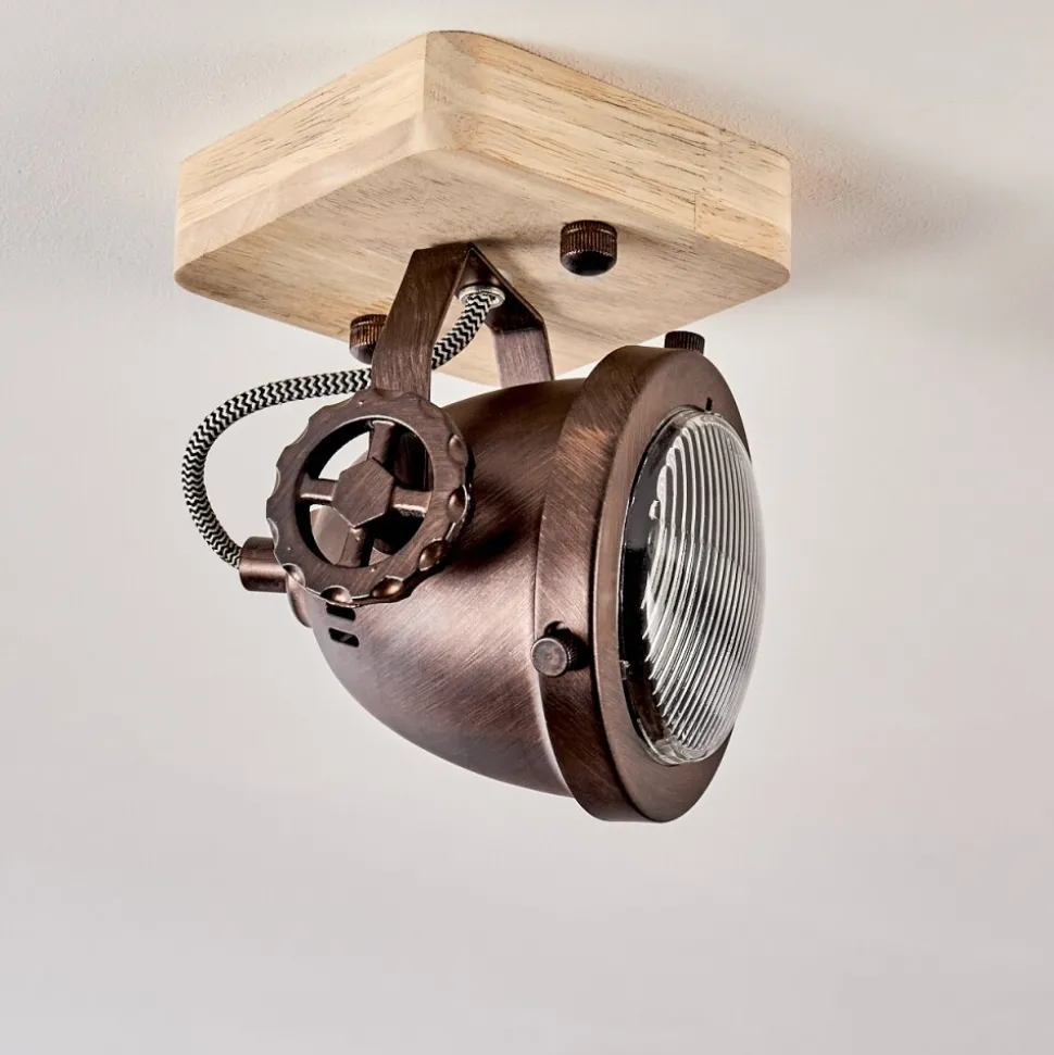 Plafonnier Herford Bois Fonce, Cuivre, 1 Lumiere