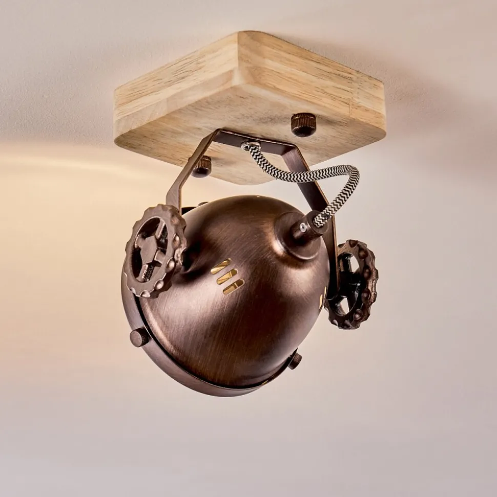 Plafonnier Herford Bois Fonce, Cuivre, 1 Lumiere