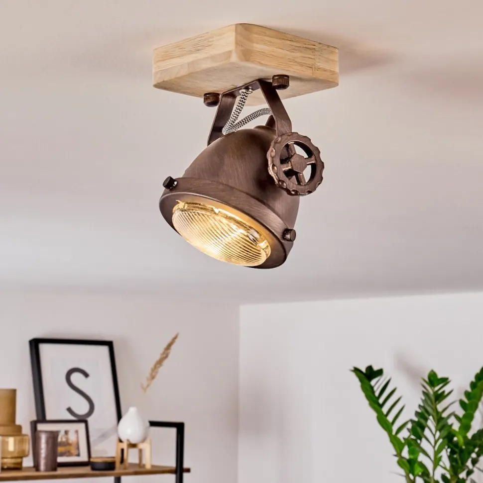 Plafonnier Herford Bois Fonce, Cuivre, 1 Lumiere