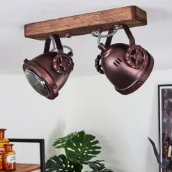 Plafonnier Herford Bois Fonce, Rouille, 2 Lumieres