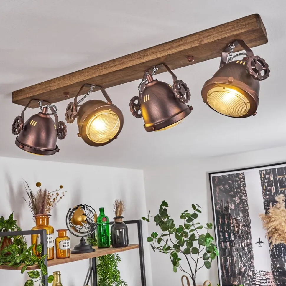 Plafonnier Herford Bois Fonce, 4 Lumieres